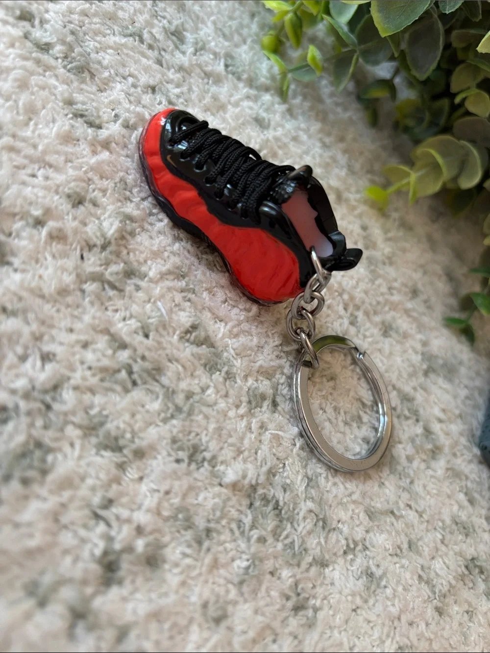 Air Jordan Red and Black 3D Mini Sneaker Keychain with Branded Box NWT 2”